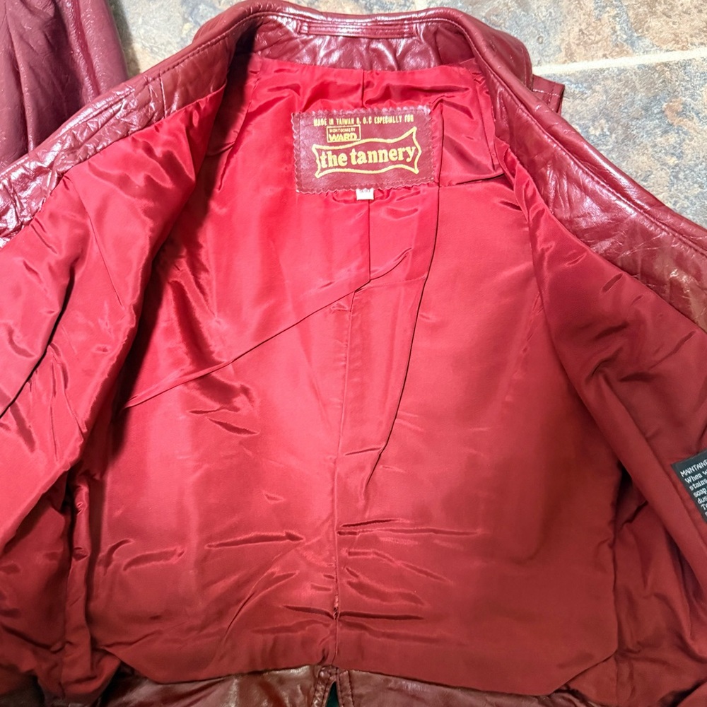 Burgundy Leather Jacket and Vest Set - Picture 8 of 10